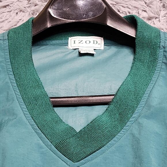 Vintage Izod Pullover Golf Jacket Mens Large Nylon V‎ Neck Ribbed Pockets 90s - Picture 4 of 12